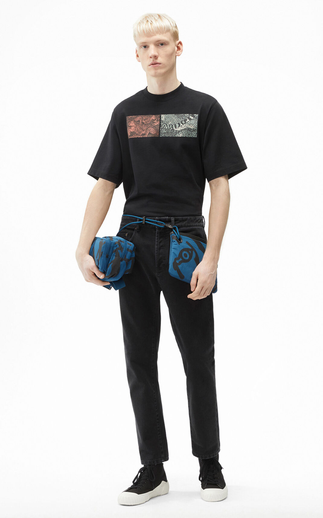 Kenzo Cropped Jeans Black For Mens 1243OLPTD